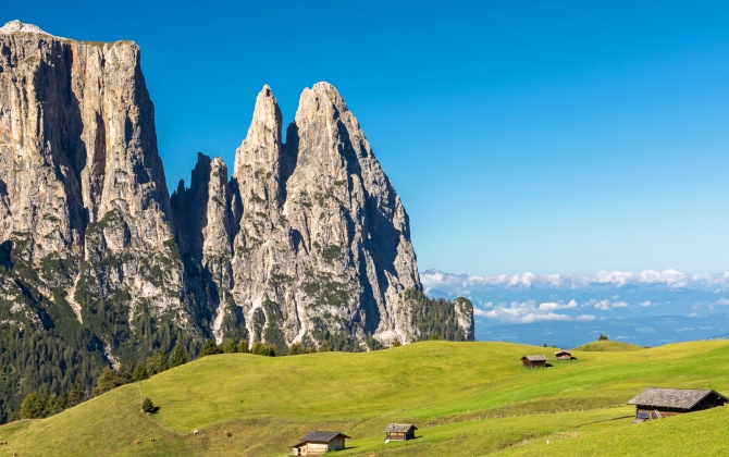 Vista sullo Sciliar nell'Alpe di Siusi