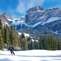 Veduta della Val Di Fassa durante l'inverno