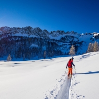 Ciaspolare sulle Alpi Carniche (Provincia di Udine) dopo una grande nevicata