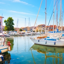Barche nel porto di Grado, sul Mare Adriatico